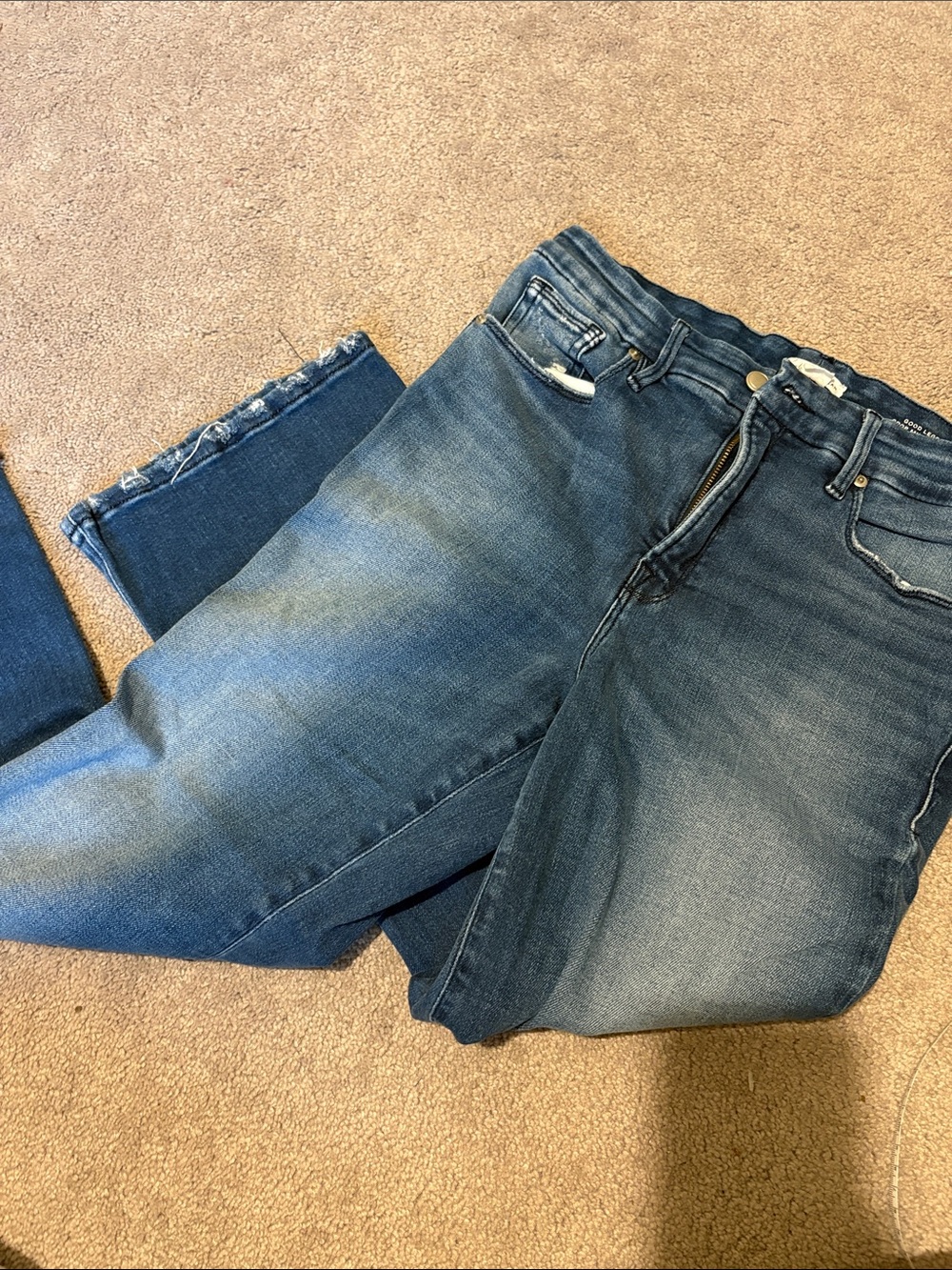 Good American woman’s good legs, crop mini boot Faded Blue